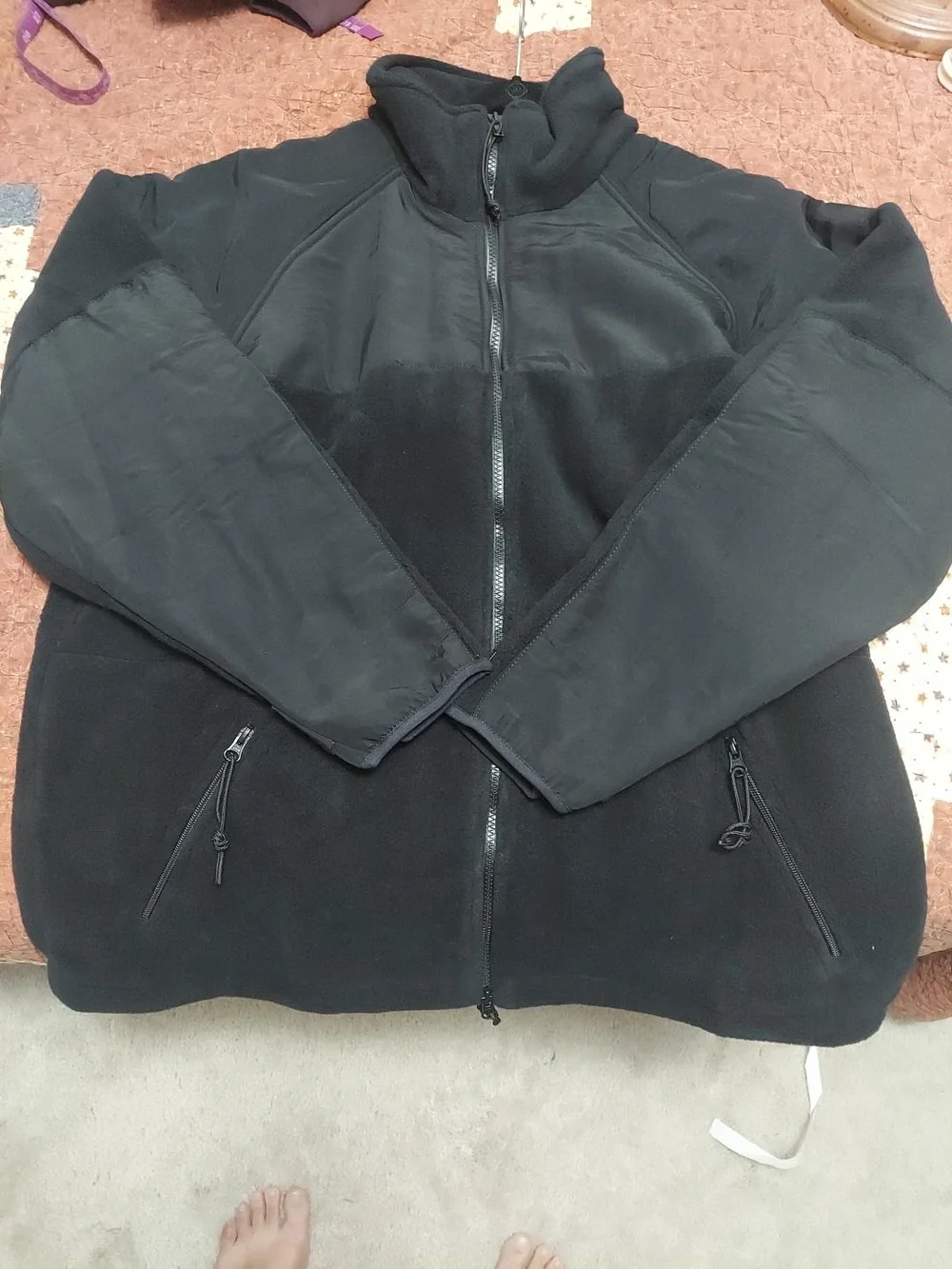 NWT Men's Military Black Full-Zip Polartec  Fleece Jacket Size Medium
